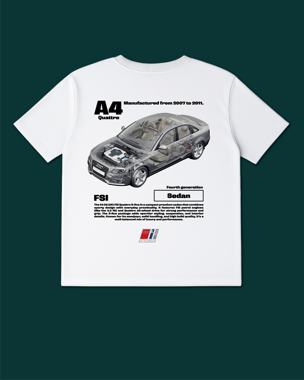 A4 FSI Quattro Sedan (B8,8K) '2007–11 Tee