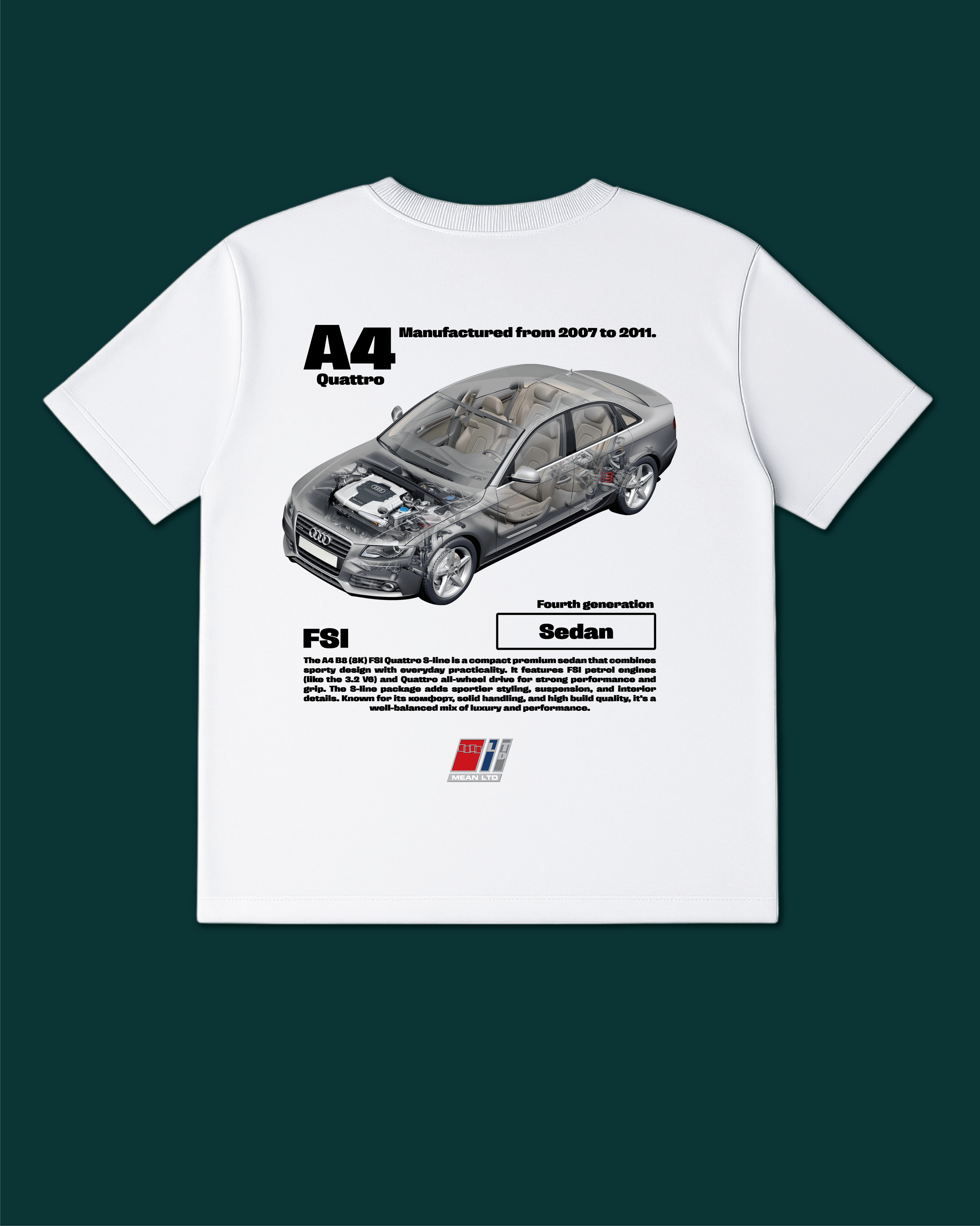 A4 FSI Quattro Sedan (B8,8K) '2007–11 Tee
