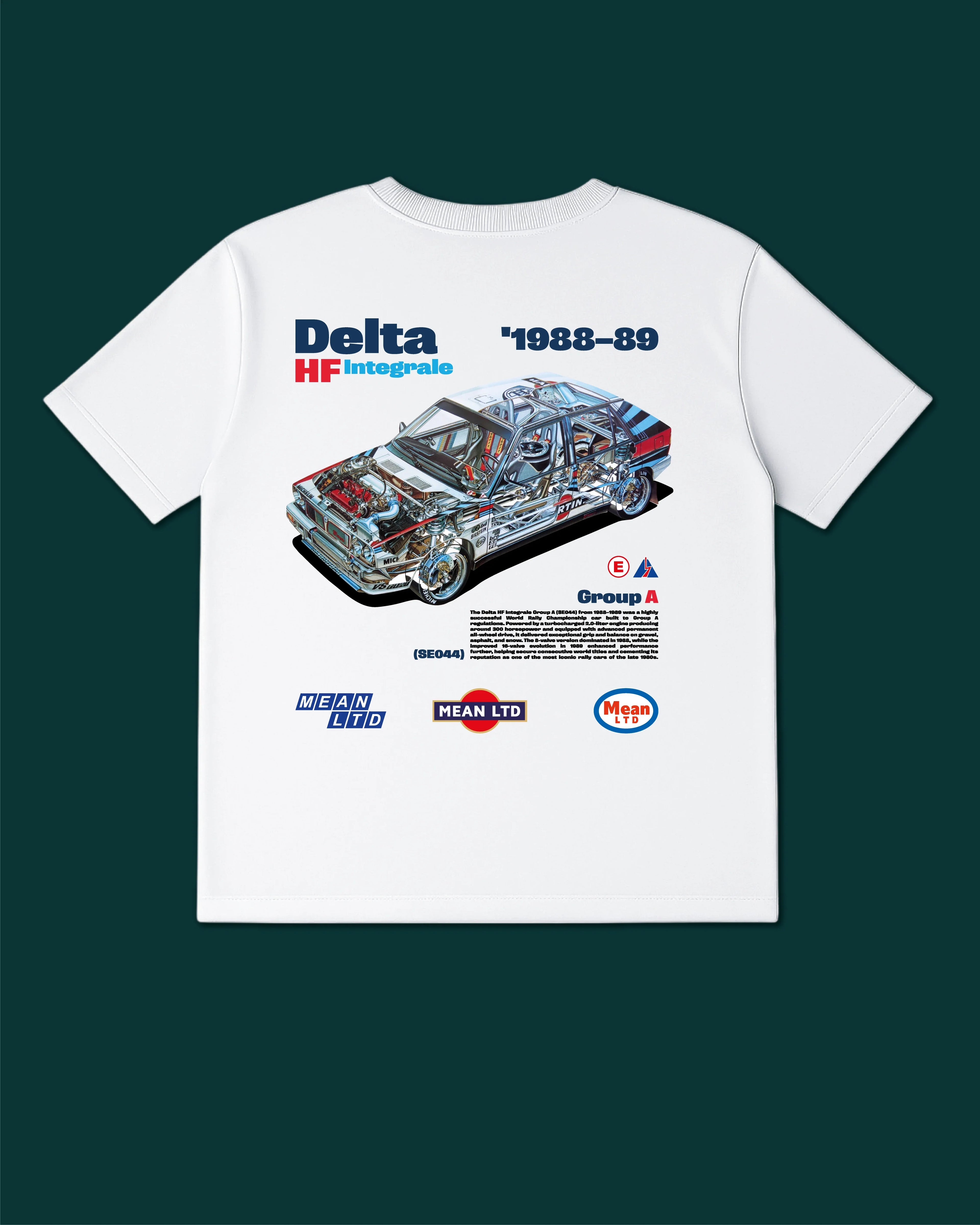 Delta HF Integrale Group A (SE044) '1988–89 T-Shirt - MEAN LTD