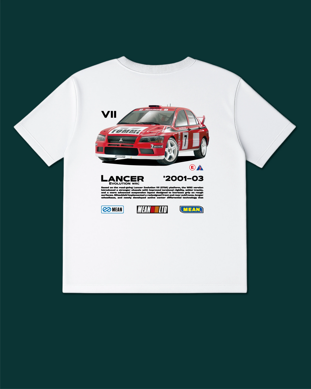 Lancer Evolution WRC Vll '2001-03 T-Shirt - MEAN LTD