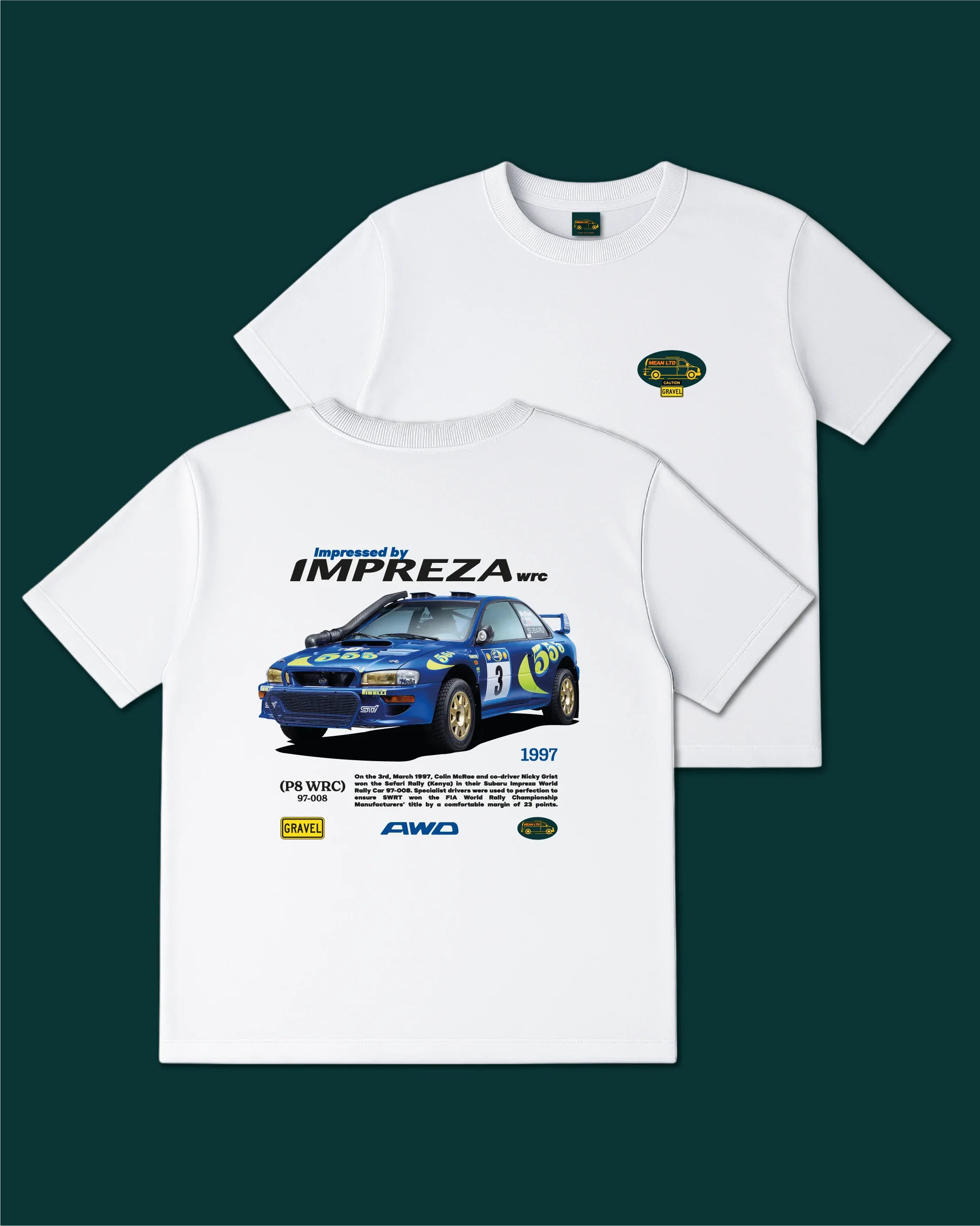Impreza World Rally Car 97-008 T-Shirt - MEAN LTD