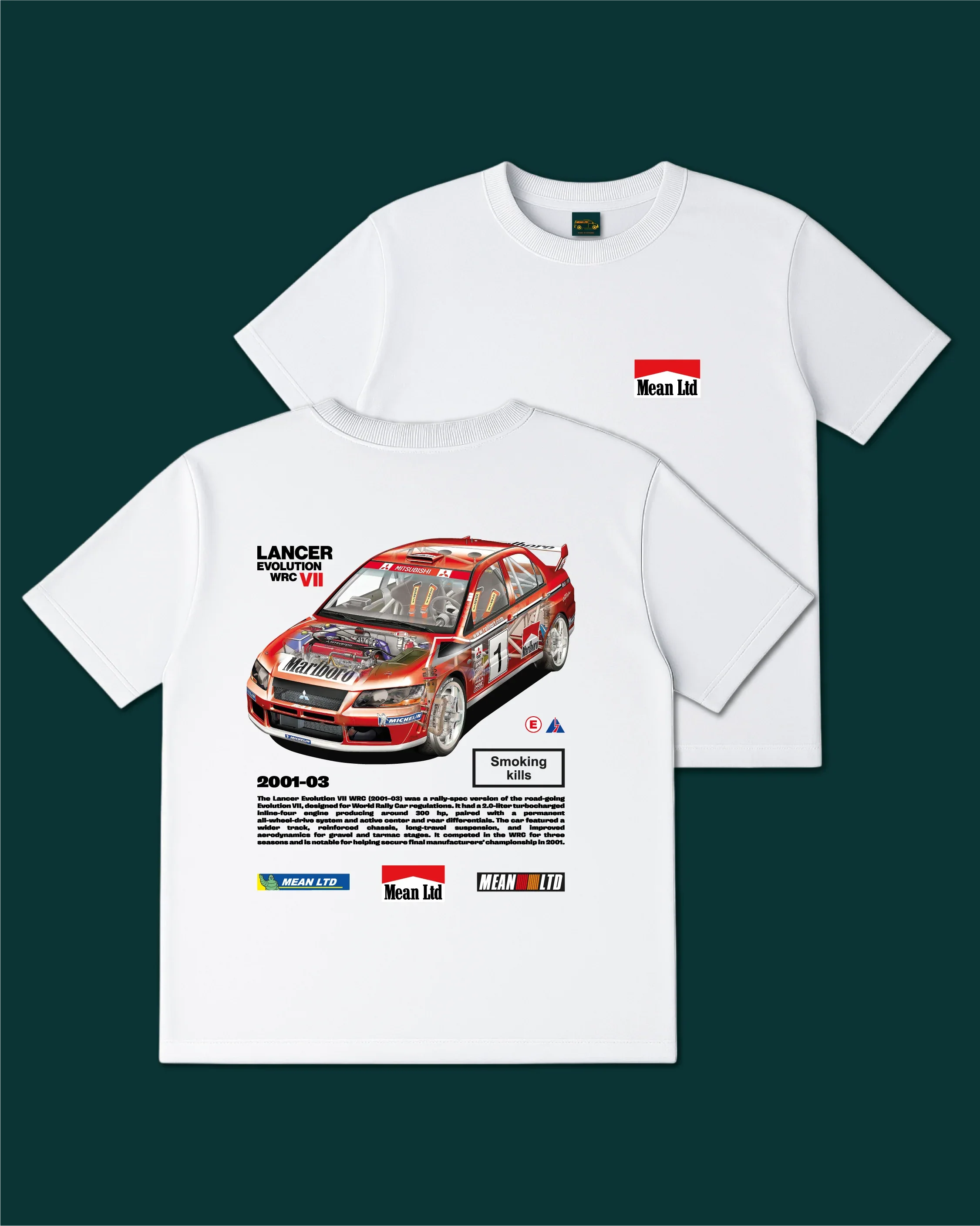 Lancer Evolution WRC Vll '2001-03 T-Shirt - MEAN LTD