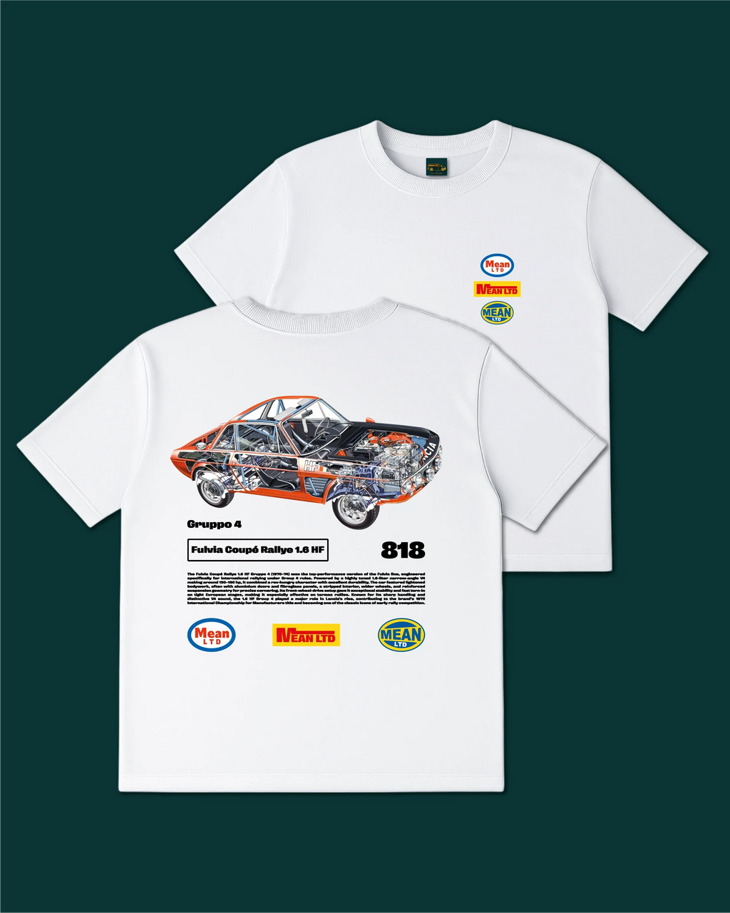 Fulvia Coupé Rallye 1.6 HF Gruppo 4 '1970–74 T-Shirt - MEAN LTD