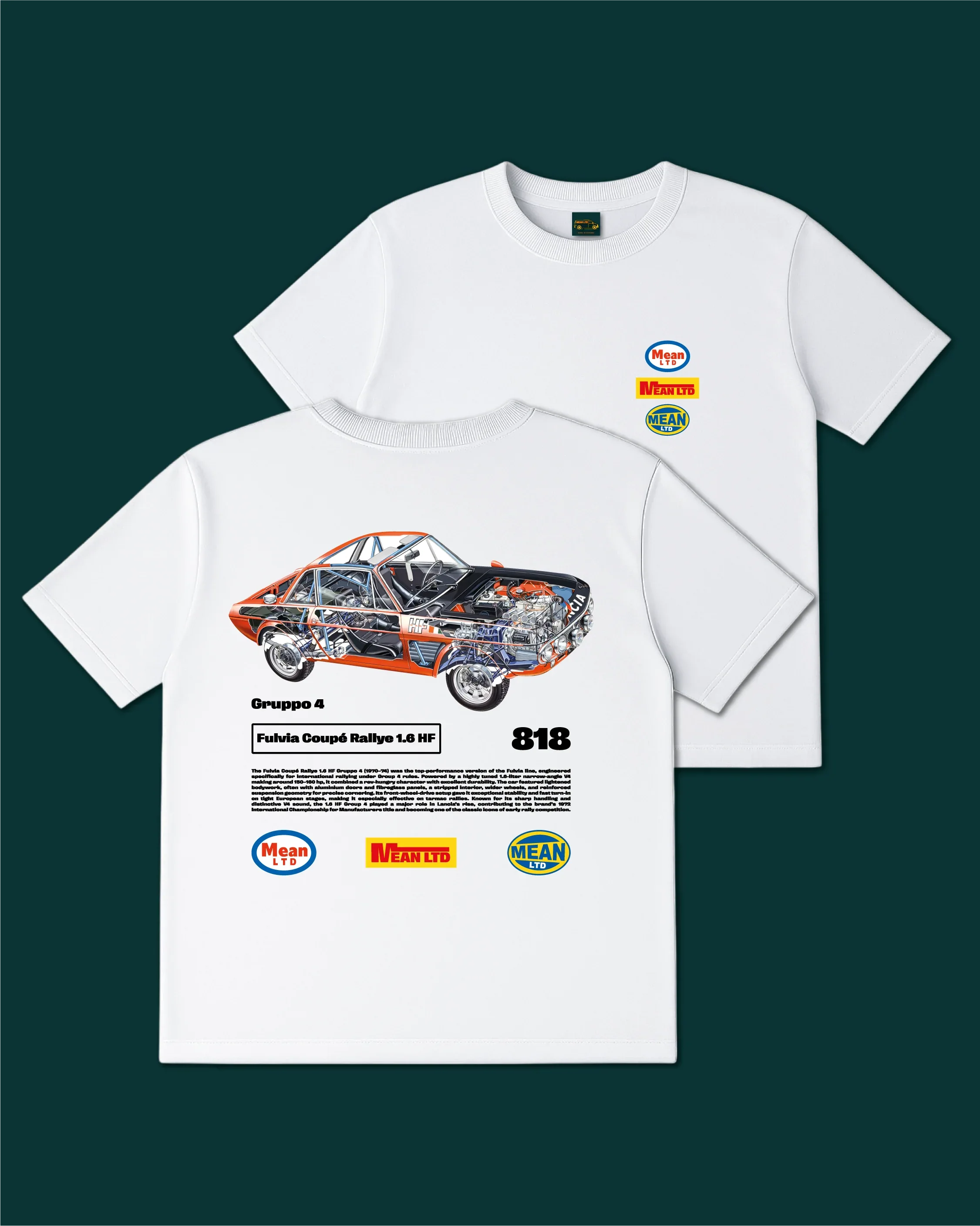 Fulvia Coupé Rallye 1.6 HF Gruppo 4 '1970–74 T-Shirt - MEAN LTD