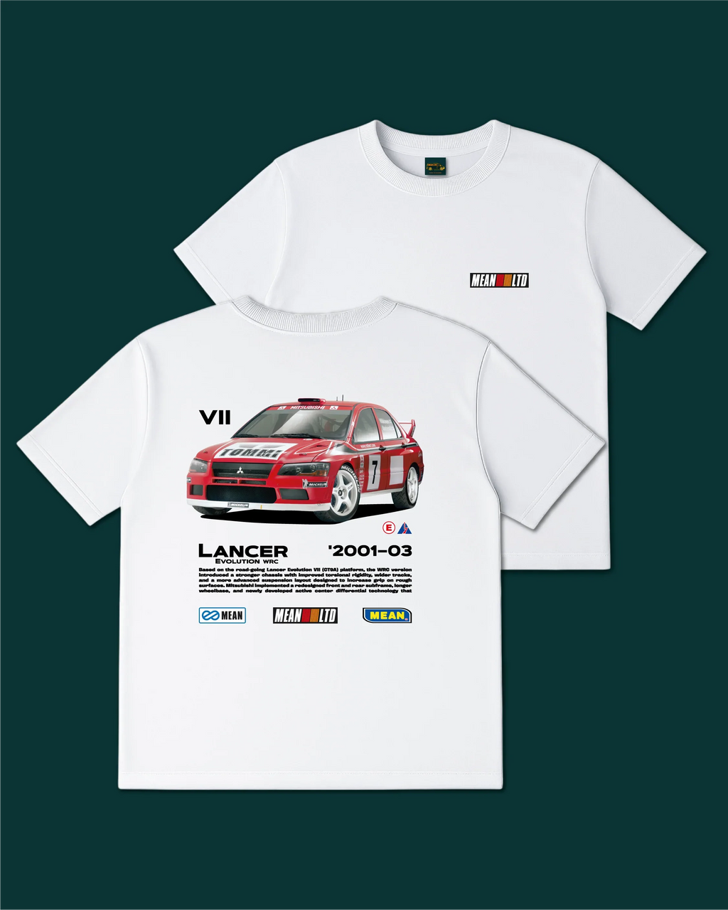Lancer Evolution WRC Vll '2001-03 T-Shirt - MEAN LTD