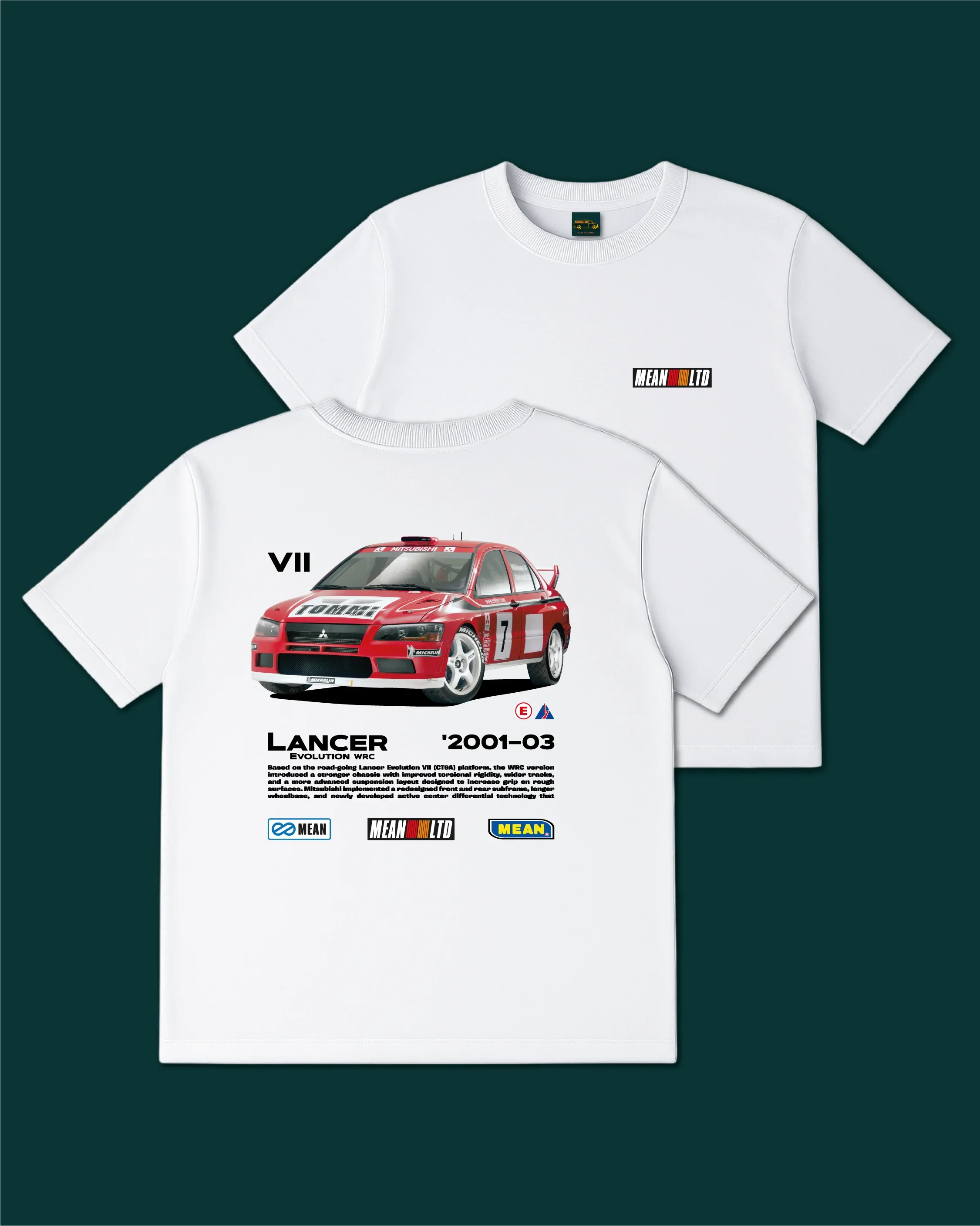 Lancer Evolution WRC Vll '2001-03 T-Shirt - MEAN LTD