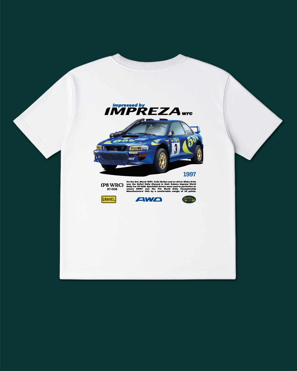 Impreza World Rally Car 97-008 T-Shirt - MEAN LTD