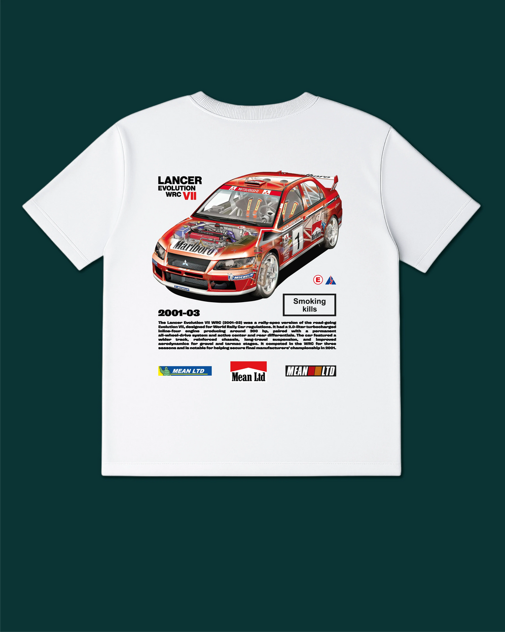 Lancer Evolution WRC Vll '2001-03 T-Shirt - MEAN LTD