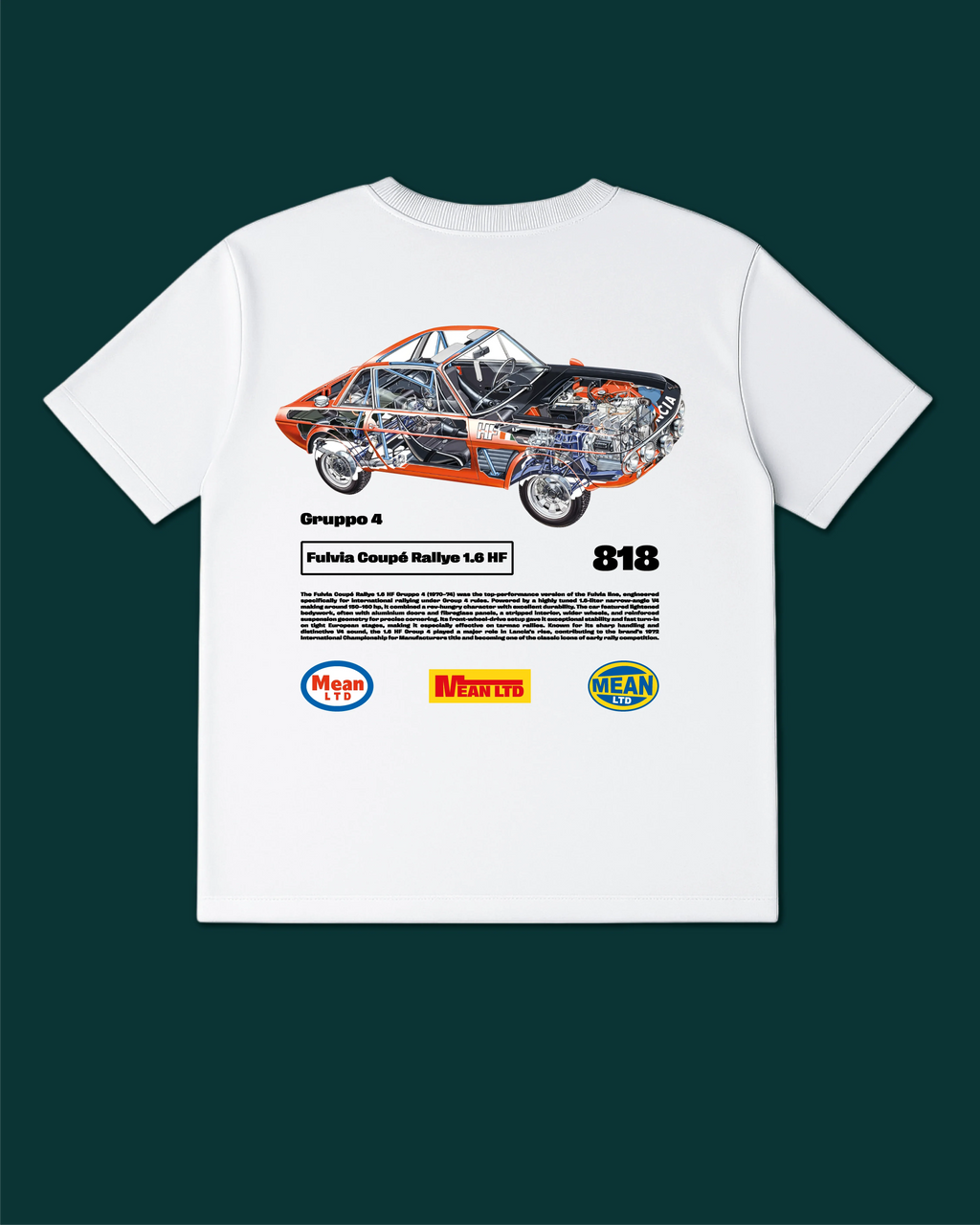 Fulvia Coupé Rallye 1.6 HF Gruppo 4 '1970–74 T-Shirt - MEAN LTD