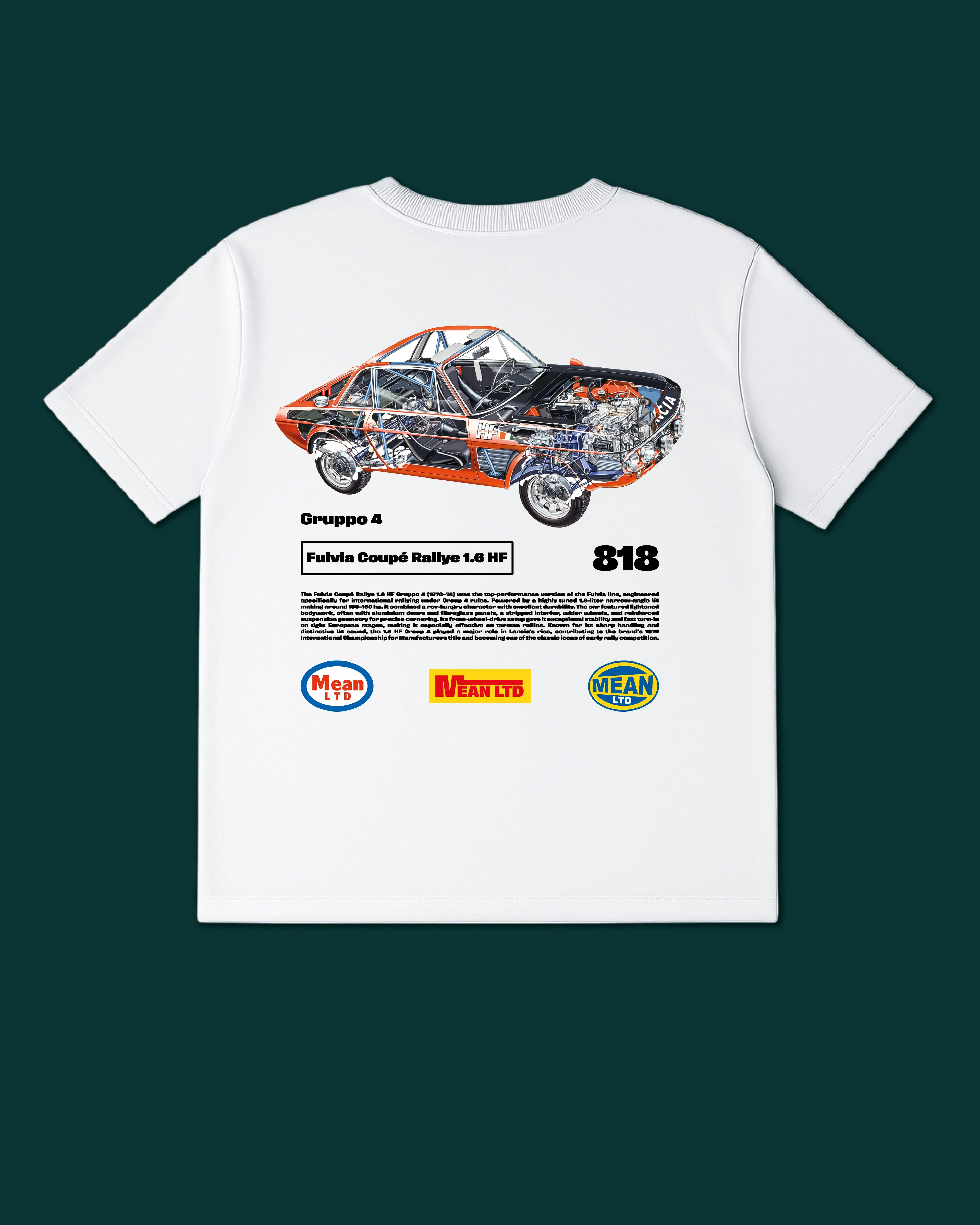 Fulvia Coupé Rallye 1.6 HF Gruppo 4 '1970–74 T-Shirt - MEAN LTD
